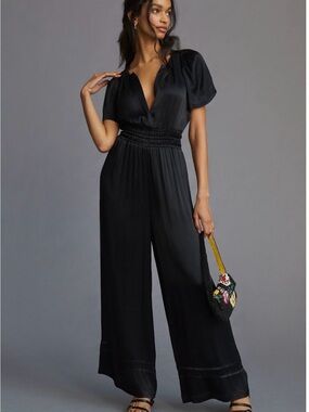 Title:
Anthropologie Somerset Jumpsuit Black Satin Size Large L Worn Once